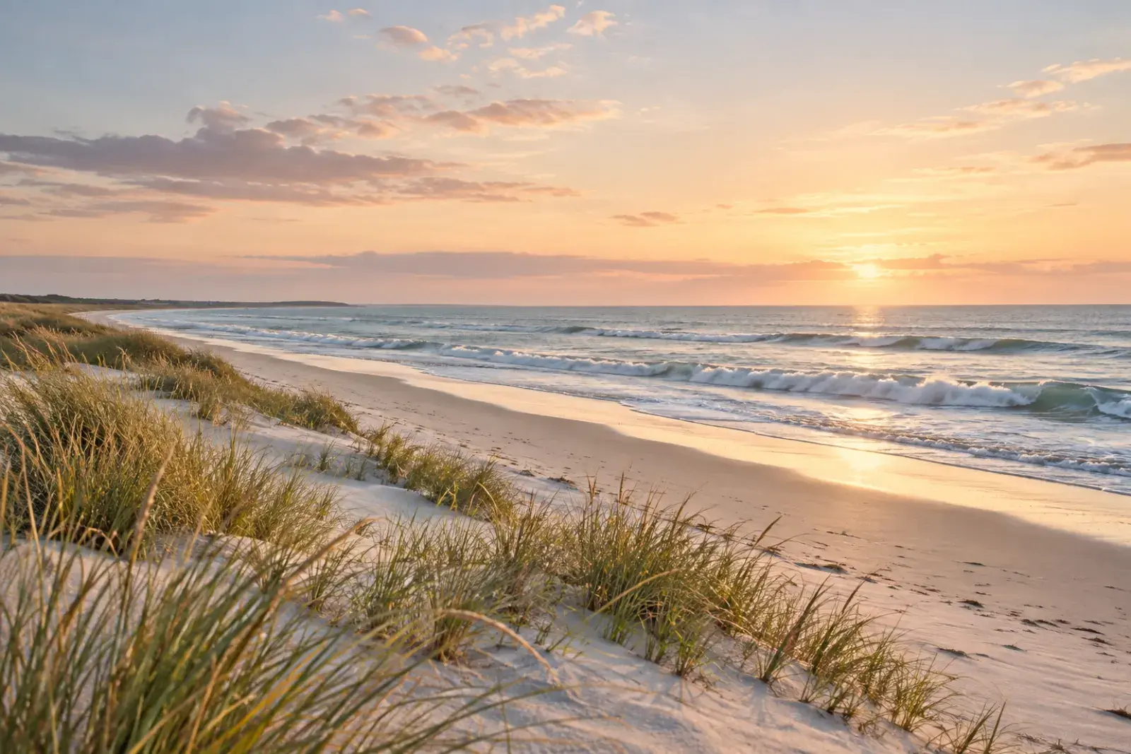 Sandstrand vid Hanöbukten i morgonljus
