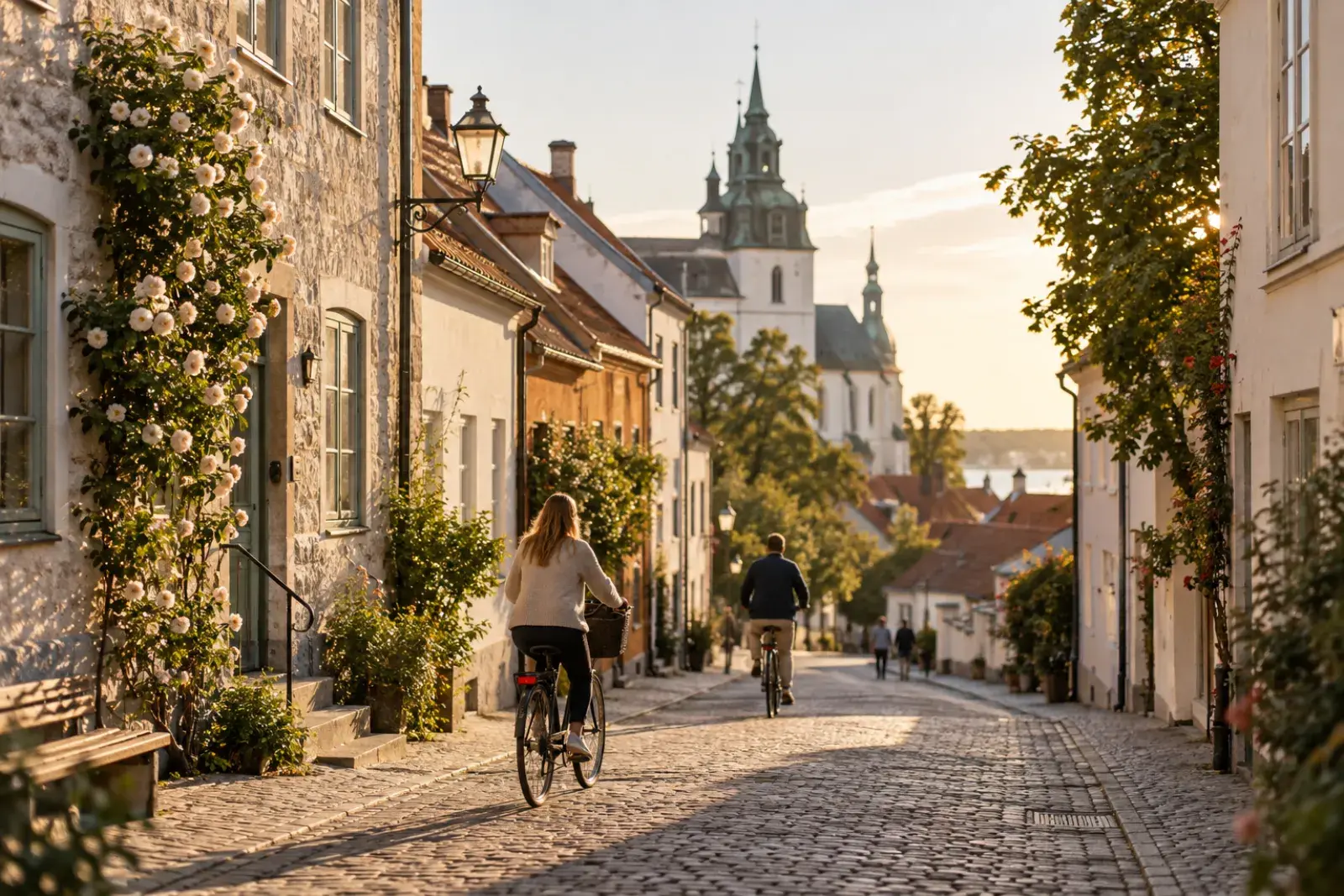 Stenlagd gata i en skånsk stad